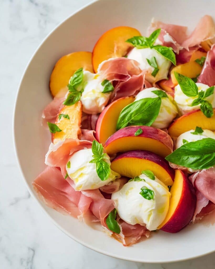Peach Burrata Salad with Champagne Vinaigrette Recipe