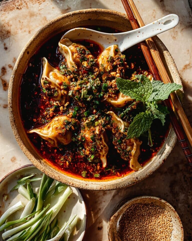 20 Minute Potstickers in Red Curry Garlic Oil Recipe