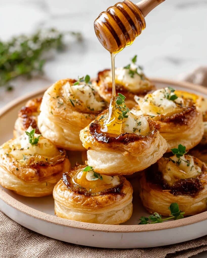 Puff Pastry Brie Bites with Fig Jam, Honey, and Thyme Recipe