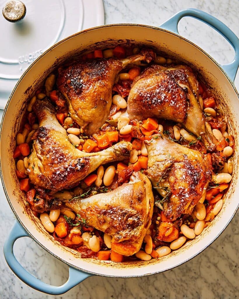 One-Pan Roast Duck Legs with White Beans and Carrots Recipe