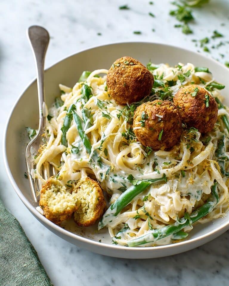 Chicken, Lemon & Ricotta Meatballs with Linguine and Green Beans Recipe