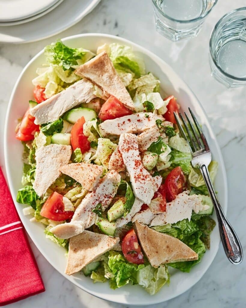 Chicken Fattoush Salad with Toasted Pitta and Sumac Recipe