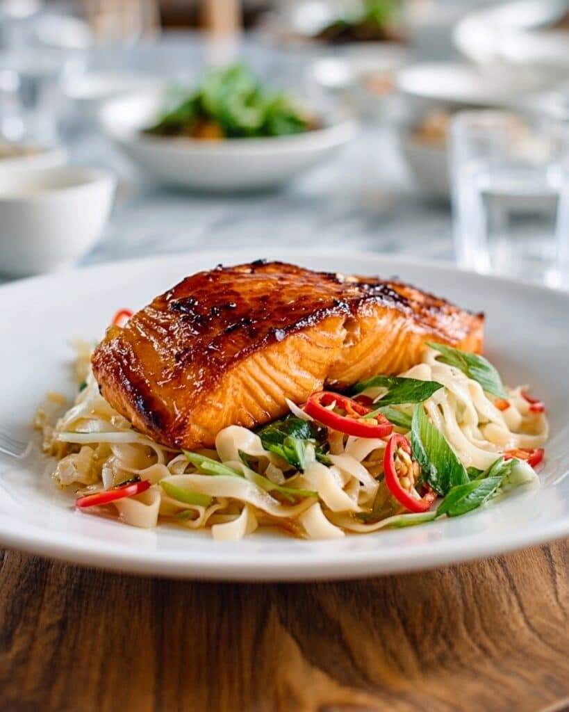 Grilled Miso Salmon with Rice Noodles Recipe