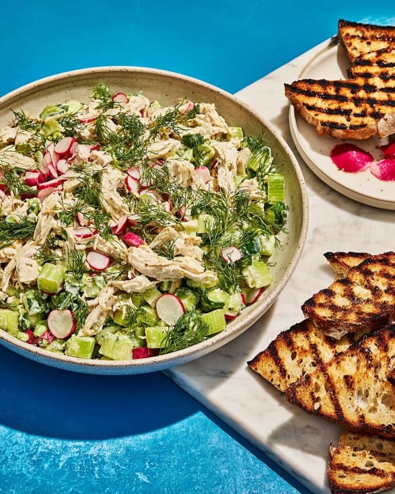 Green Chicken Salad with Herbed Yogurt Dressing and Toasted Sourdough Recipe