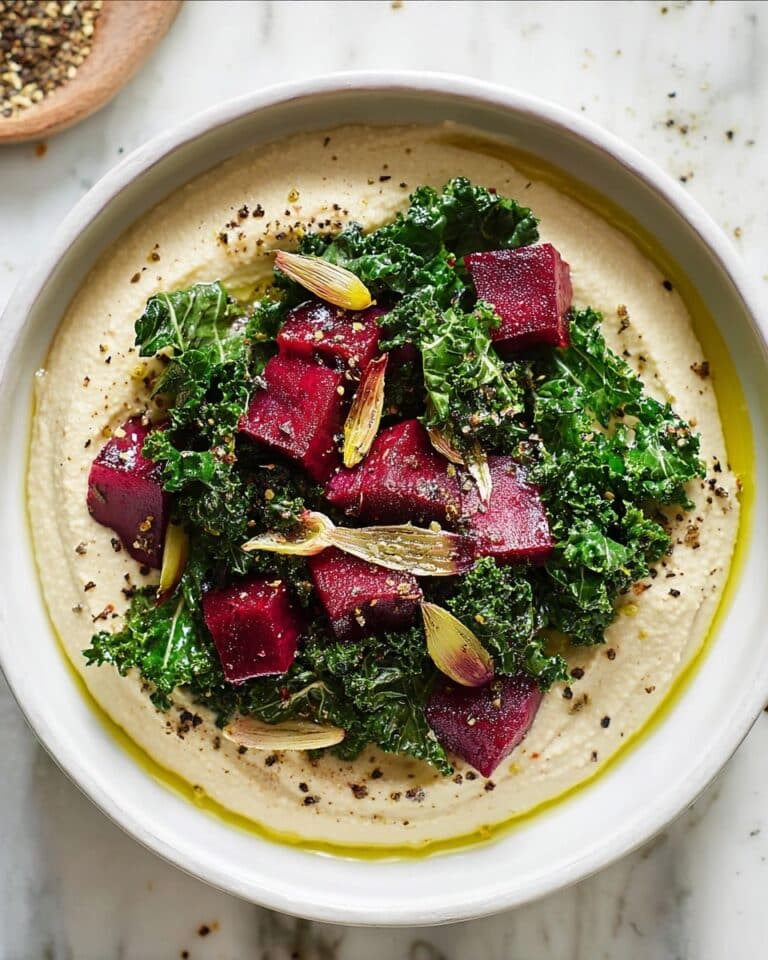 White Bean Hummus with Pickled Beetroot & Kale Recipe