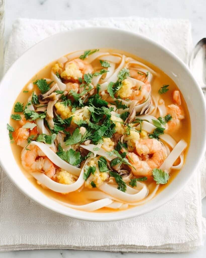 Salmon Noodle Soup with Red Curry, Shiitake, and Lime Recipe