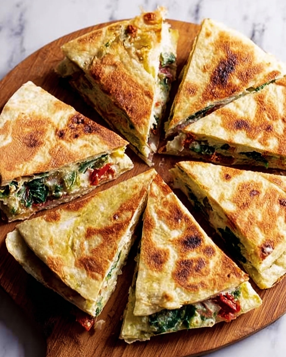 Cheesy Tortilla Wrap with Sun-Dried Tomatoes, Jalapenos, and Fresh Herbs Recipe