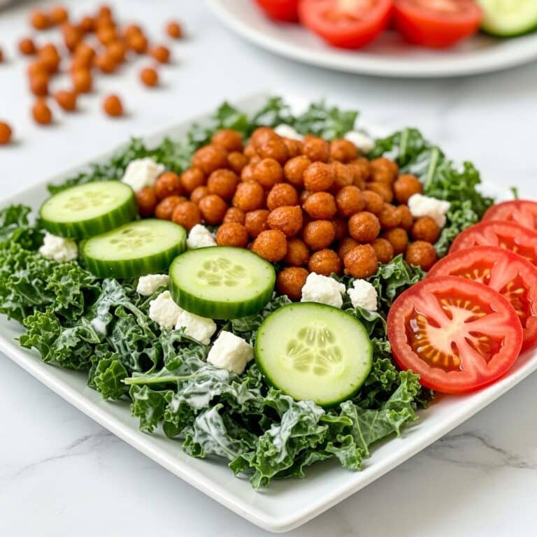 Roasted Chickpea Kale Salad with Tzatziki Dressing Recipe