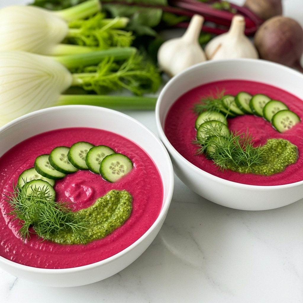 Beet and Fennel Gazpacho with Broccoli Rabe Pesto Recipe