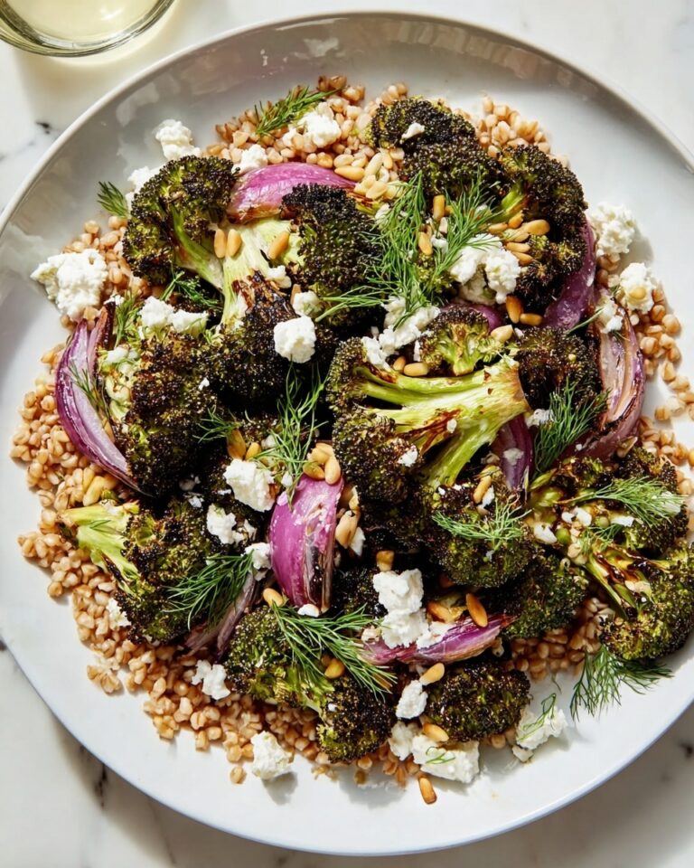 Warm Roasted Broccoli and Farro Bowl with Lemon-Garlic Dressing Recipe