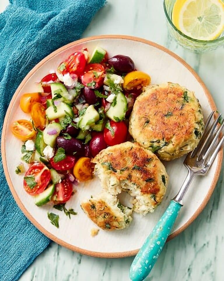 Feta Cakes with Greek Salad Recipe