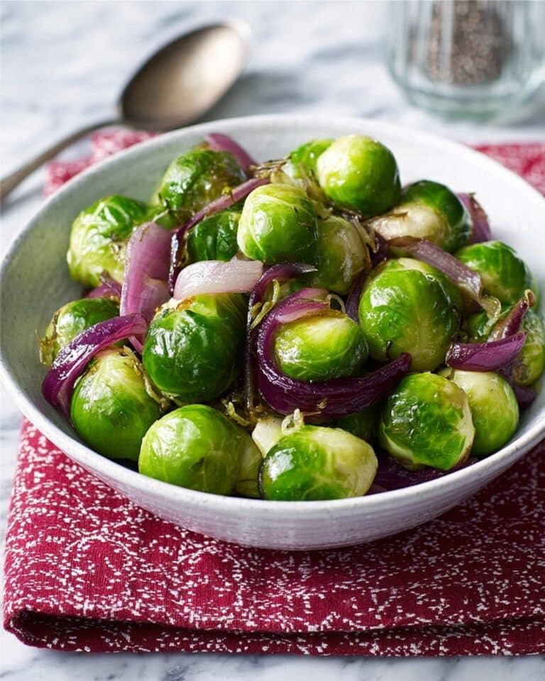 Glazed Brussels Sprouts with Caramelised Red Onions Recipe