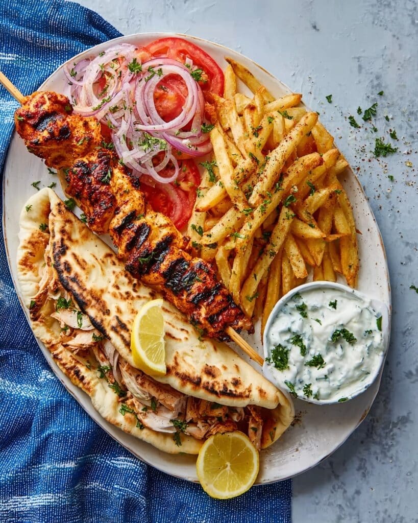 Big Barbecue Chicken Kebab with Spiced Marinade and Tzatziki Recipe