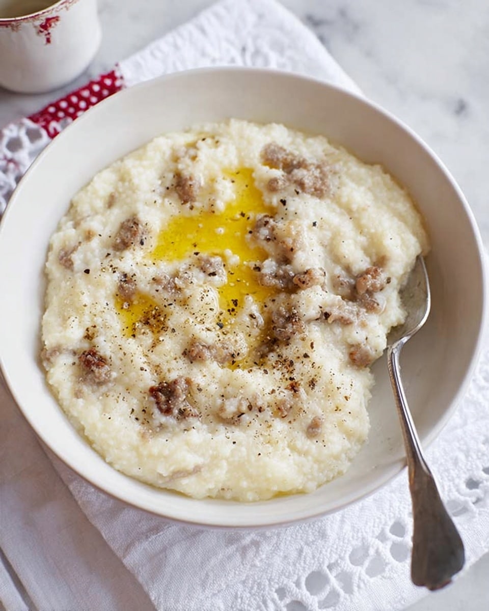 A white bowl filled with creamy mashed potatoes that have small chunks of brown pieces mixed throughout, topped with a dollop of melted yellow butter and sprinkled with black pepper. A silver spoon rests inside the bowl, partially submerged in the mashed potatoes. The bowl sits on a white marbled textured surface with a white cloth underneath, featuring a subtle lace pattern. photo taken with an iphone --ar 4:5 --v 7