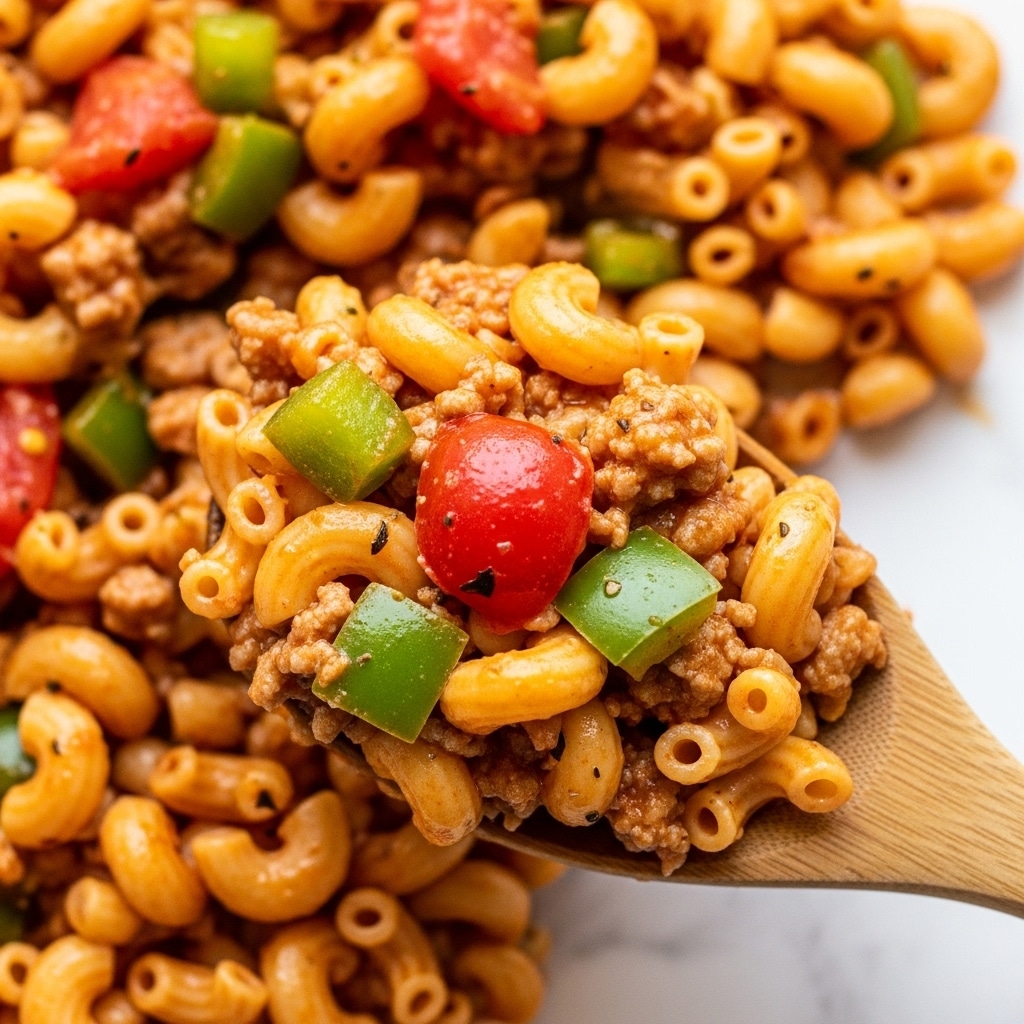 American Chop Suey with Ground Beef and Cheddar Recipe