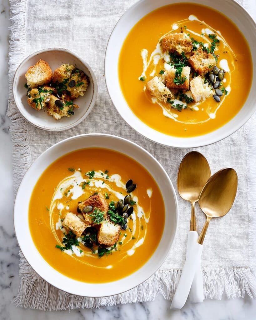 Creamy Carrot Soup with Garlic Sourdough Croutons Recipe