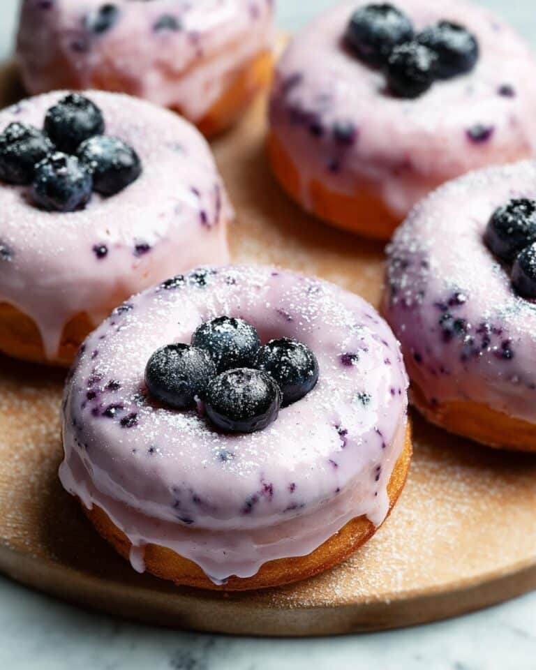 Blueberry Cake Donuts with Blueberry Glaze Recipe