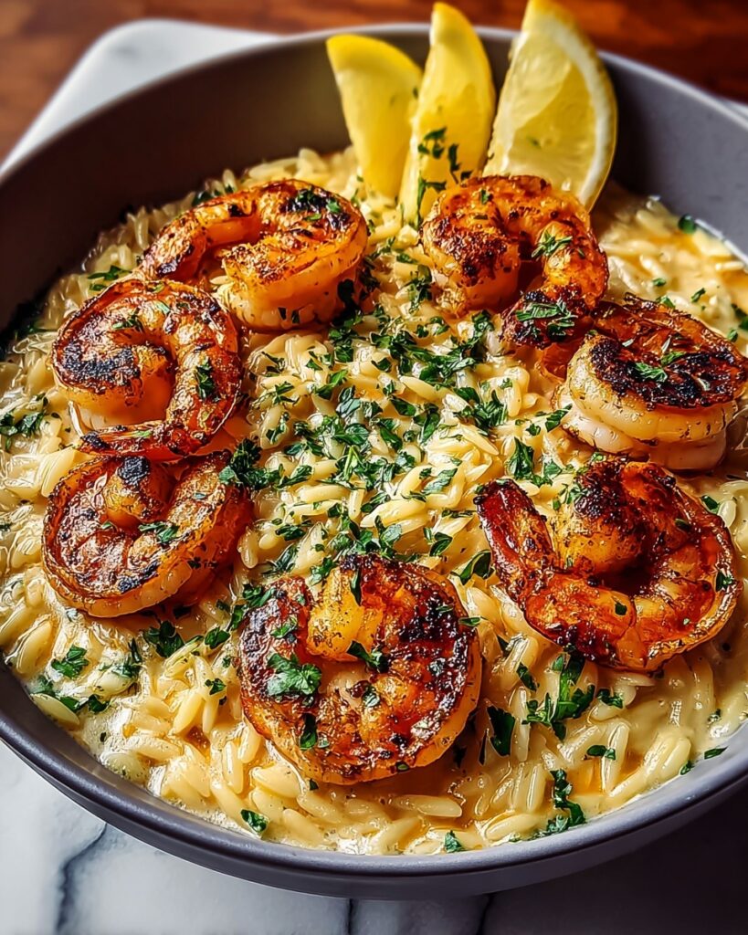 Shrimp Orzo with Lemon Garlic Sauce Recipe